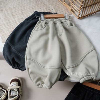 冬新款男童宝宝纯棉加绒休闲裤