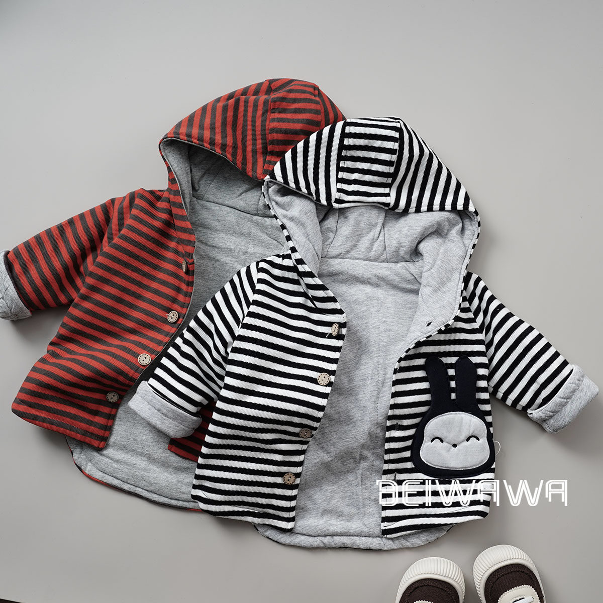 男女宝宝纯棉夹绵保暖棉衣     婴幼童保暖加棉条纹上衣外套棉服