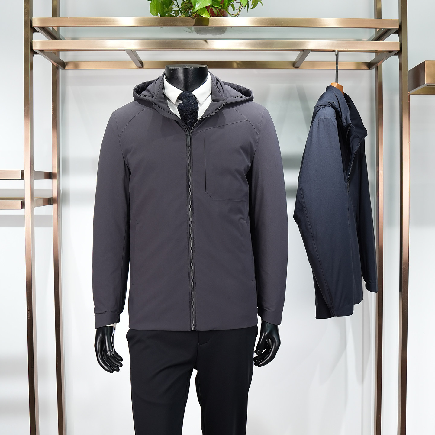 鹅绒26年冬季新品男士微皱羽绒服商务休闲上衣保暖外套领佐诺依