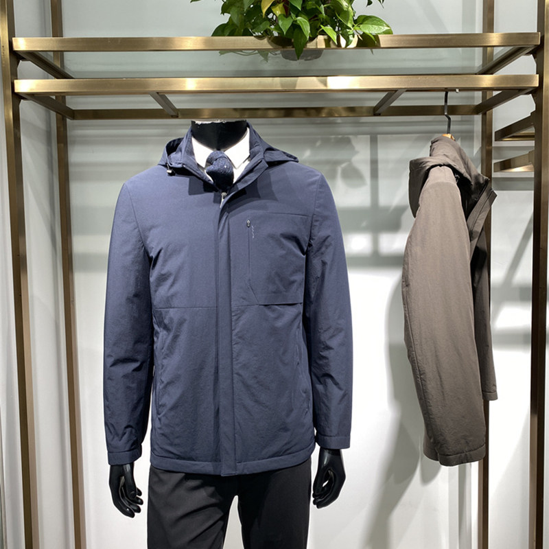 鹅绒冬季新款男士帽子可拆卸羽绒服外套商务休闲保暖上衣领佐25年