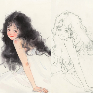 包邮 小熊猫胖哒人物线稿本水彩纸上色宝虹300g32k手绘卡通动漫