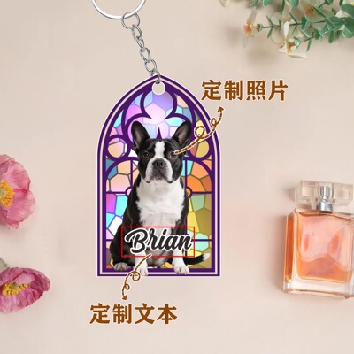 宠物纪念钥匙扣挂件定制照片文字狗狗猫咪仓鼠留念挂饰品离世纪念
