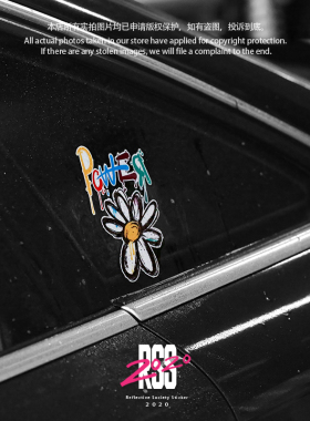 手绘涂鸦风权志龙标志POWER防水反光贴纸汽车摩托车行李箱贴纸