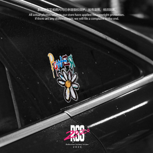 手绘涂鸦风权志龙标志POWER防水反光贴纸汽车摩托车行李箱贴纸