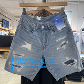 Levis李维斯2025中腰宽松破洞补丁 男士 薄牛仔短裤 正品 A8461 0034
