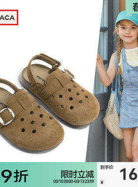 ARIACA女童复古勃肯鞋2026夏季新款小女孩软底软皮儿童魔术贴凉鞋