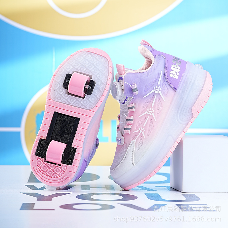 跨境暴走鞋男童夏季透气儿童小鞋发光灯鞋溜冰滑轮鞋女童