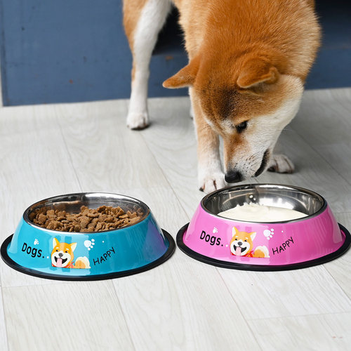 柴犬狗碗不锈钢防打翻宠物狗狗中小型犬柯基狗食盆狗盆装狗粮碗