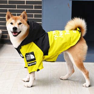柴犬柯基法斗雪纳瑞潮牌网红SUPREME宠物狗狗防水雨衣衣服冲锋衣