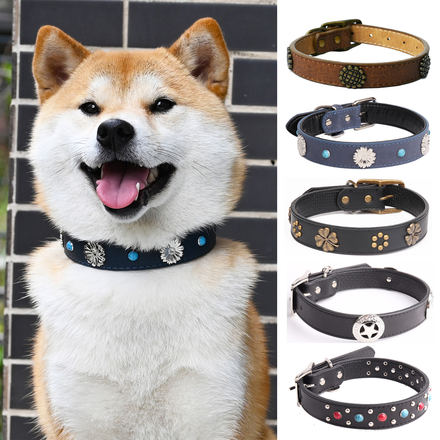 芮柴宠物狗狗项圈脖圈真皮