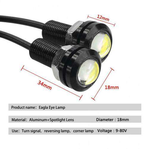 汽车led灯 18MM鹰眼灯 9W 23mm流氓螺丝倒车灯 大功率led车灯