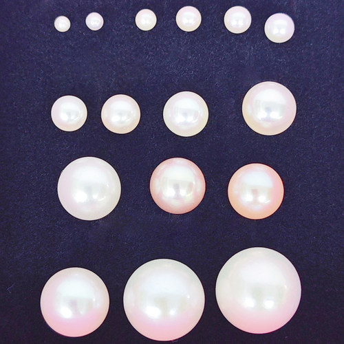 天然极强光单孔没有无孔不带孔近正圆半孔诸暨大小真珍珠颗粒散珠