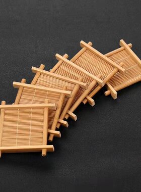 竹制井字茶点盘中式围炉点心糕点碟子复古茶杯垫杯托竹编摆台托盘