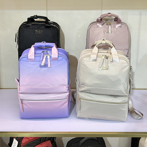 新秀丽女士双肩包新款粉色NO0