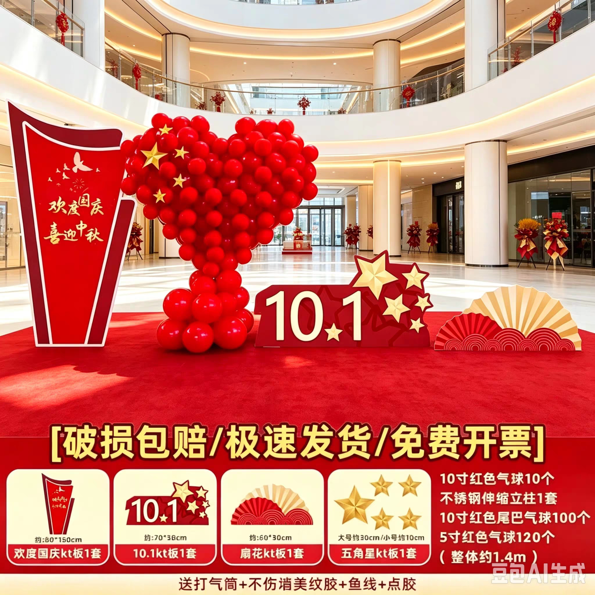 中秋国庆门店酒店前台立柱摆件