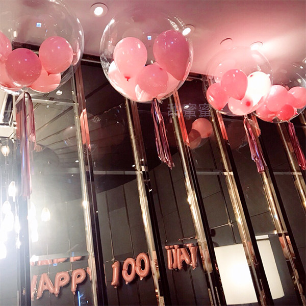 ins透明波波球球中球宝宝生日布置婚礼浪漫求婚飘空气球婚房装饰