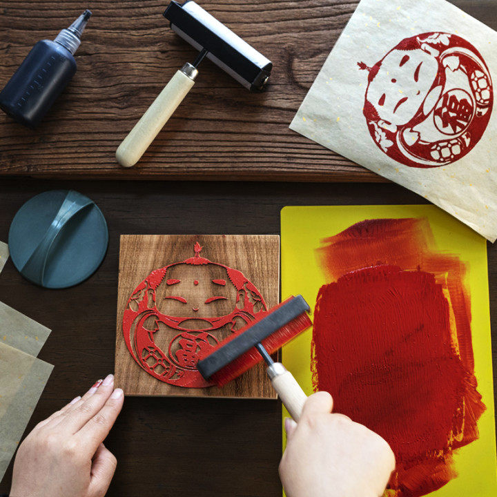 十二生肖手工雕版印刷diy木雕刻版画木活字印刷术拓印工具幼儿园