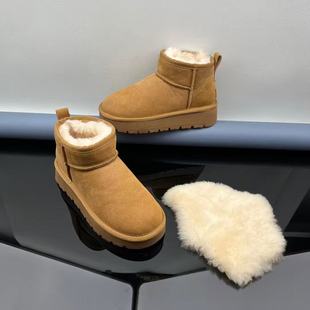 HY0337冬季 真皮真毛厚底雪地靴 新款