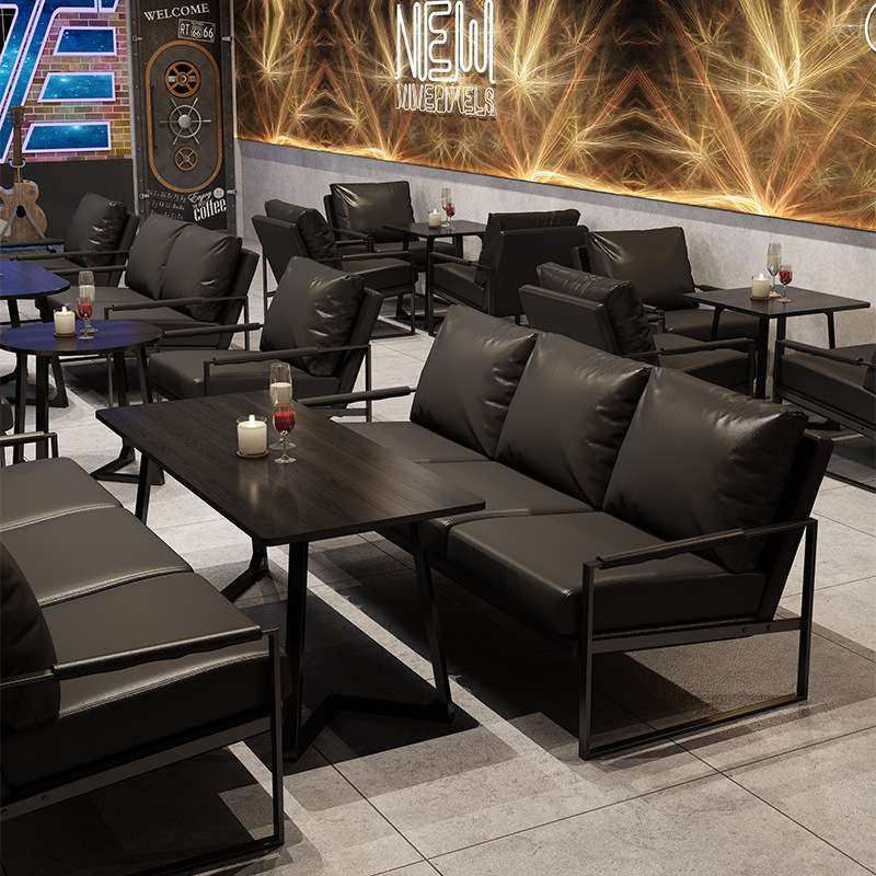 简约咖啡店沙发奶茶店桌椅组合书吧清酒吧餐厅椅子商务接待洽谈卡