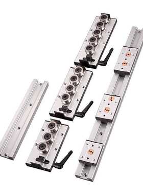 银白色内置双轴心直线导轨滑块滑台SGR15 20 25 35滚轮滑轨铝模组