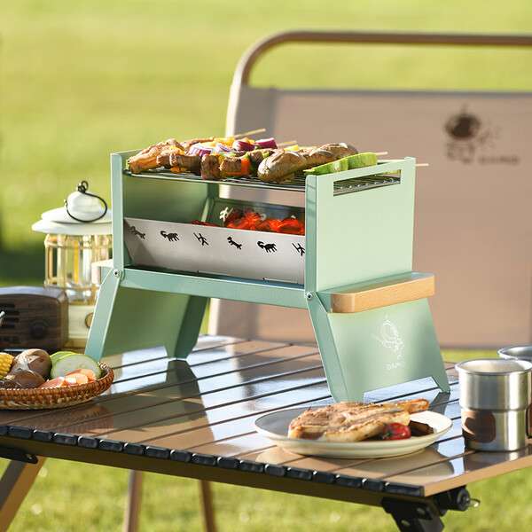 大迈便携可折叠露营烧烤炉 露营折叠烧烤炉-松石绿DM-9009