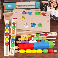 Montessori dạy học mầm non trợ đồ chơi giáo dục 1-3-4 trẻ em 5 tuổi của Montessori lực đính cườm ba cơ thể sáu màu Bead Box