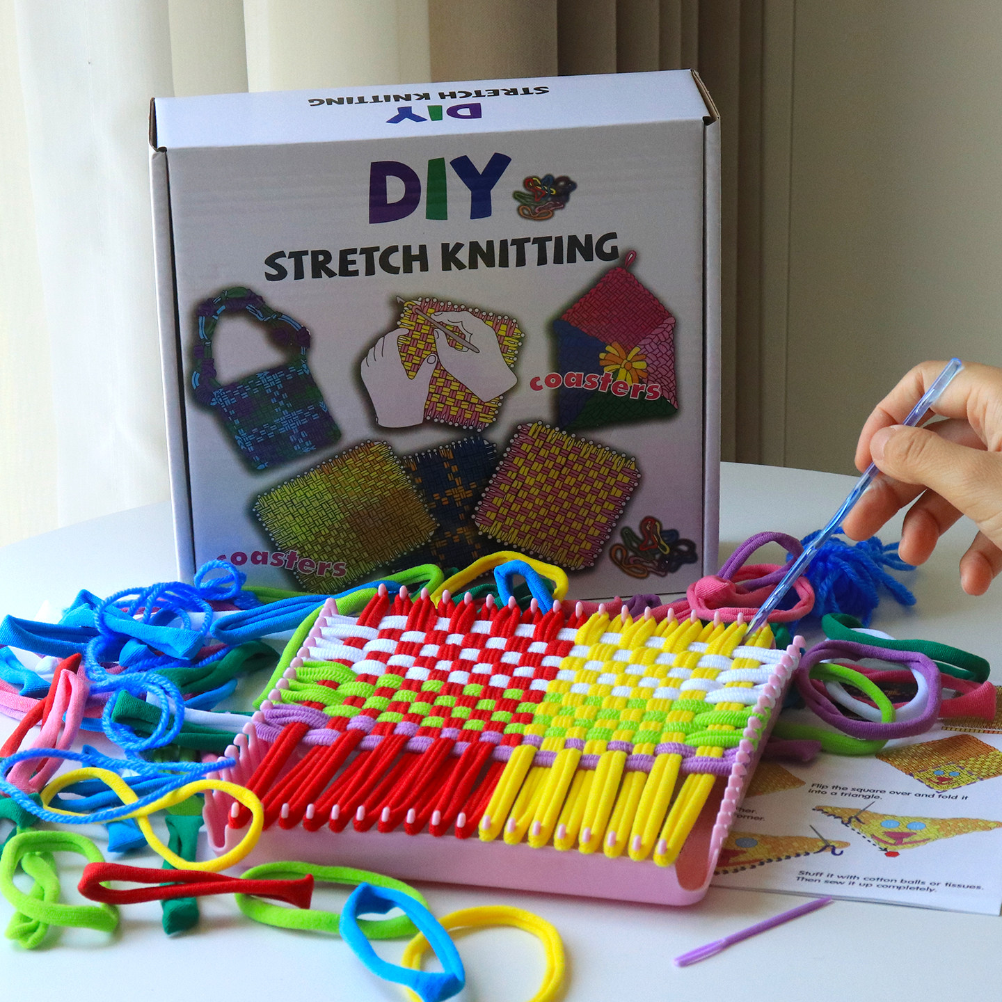 幼儿园女孩女童手工制作材料DIY绳圈编织器玩具套装弹力绳织布机