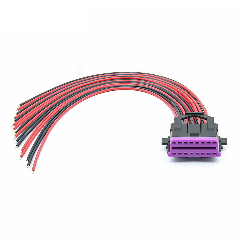 30CM卡嵌式端子母头延长线 OBD2 16Pin Female Connector 大众VW