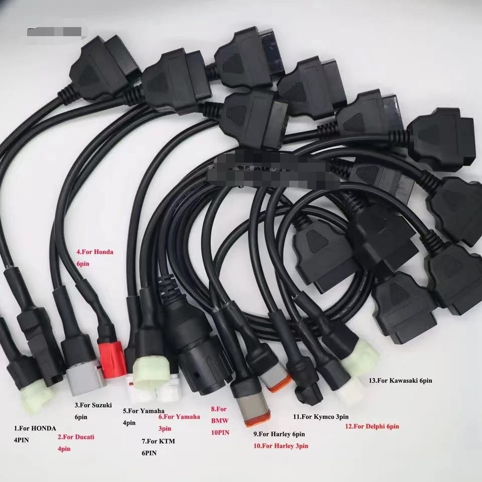 一套13条摩托车检测仪obd2 16pin转接线