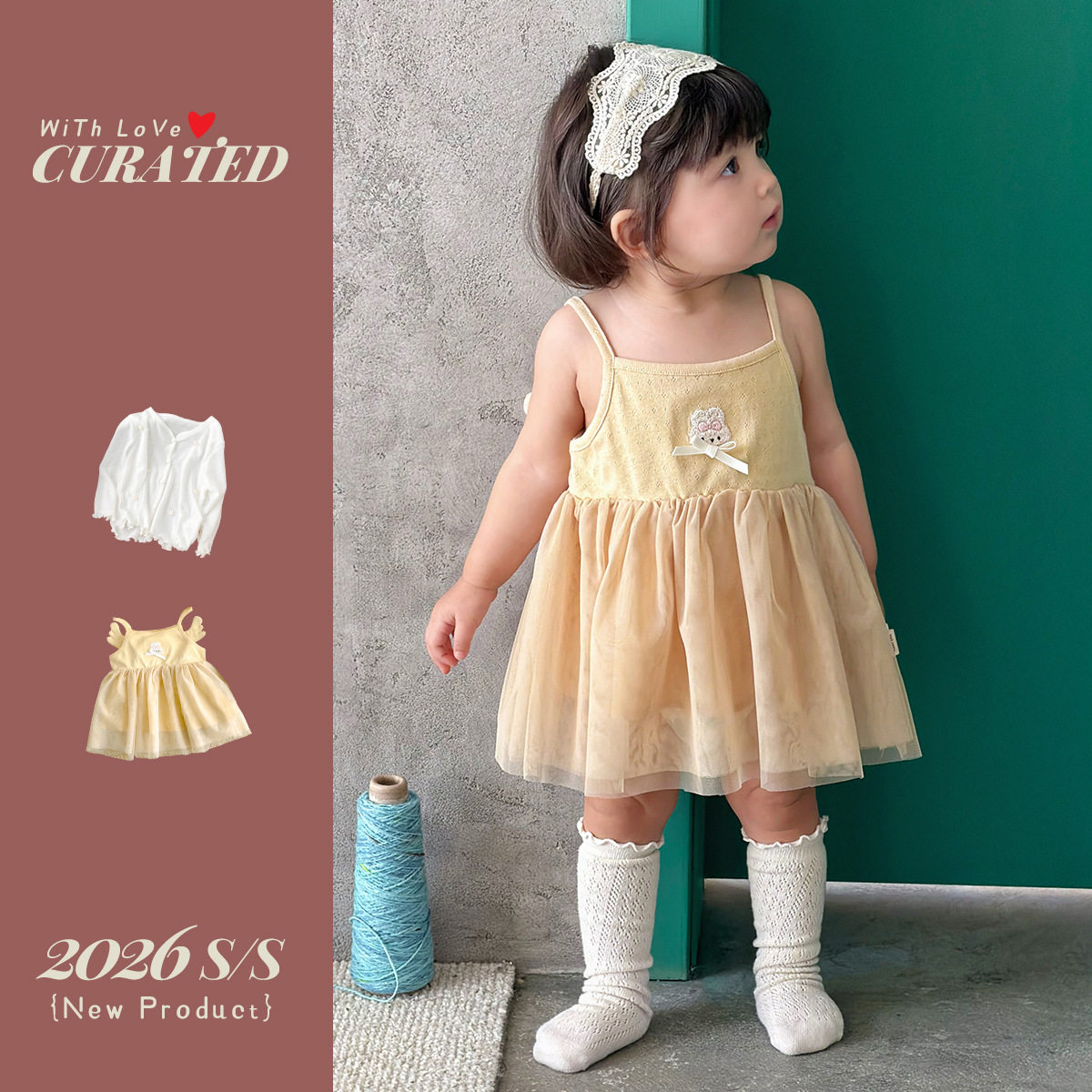 夏季时尚儿童衣服小清新卡通logo网纱连衣裙女孩韩系夏装新款童装