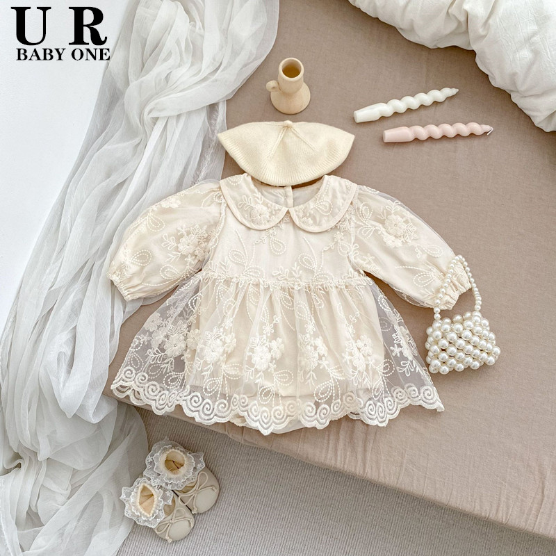 【2折专区】婴幼儿秋装洋气绣花网纱包屁裙子爬服女百日宴公主裙