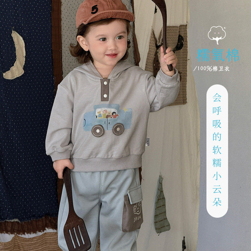 春季新款婴幼儿小汽车卫衣卫裤两件套男宝宝韩版洋气连帽套装 a类,童装/婴儿装/亲子装,儿童运动套装,淘宝优惠券,粉丝福利购,淘宝优惠卷