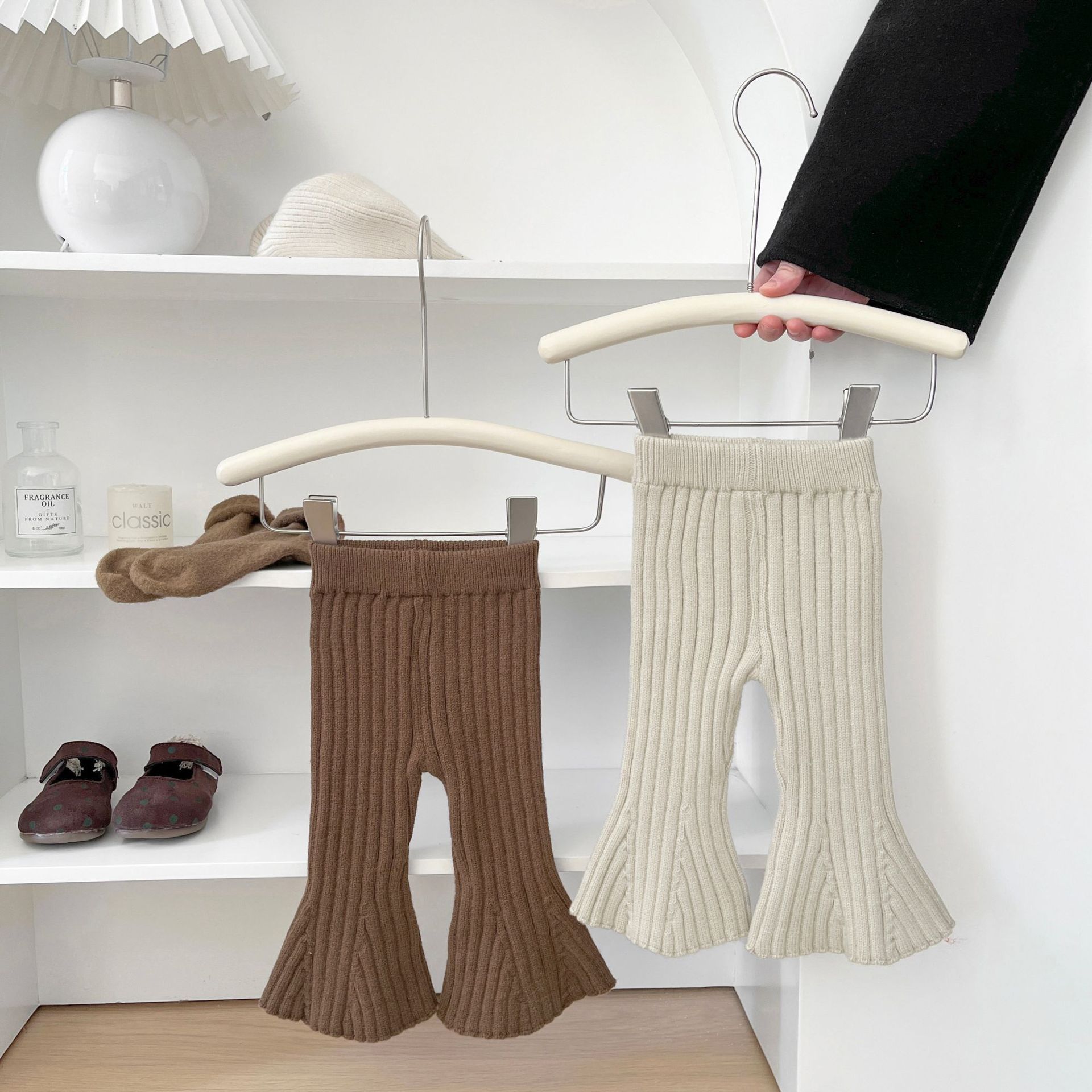 【2折专区】秋冬女童宝宝针织打底裤棉线喇叭裤婴幼儿阔腿裤长裤