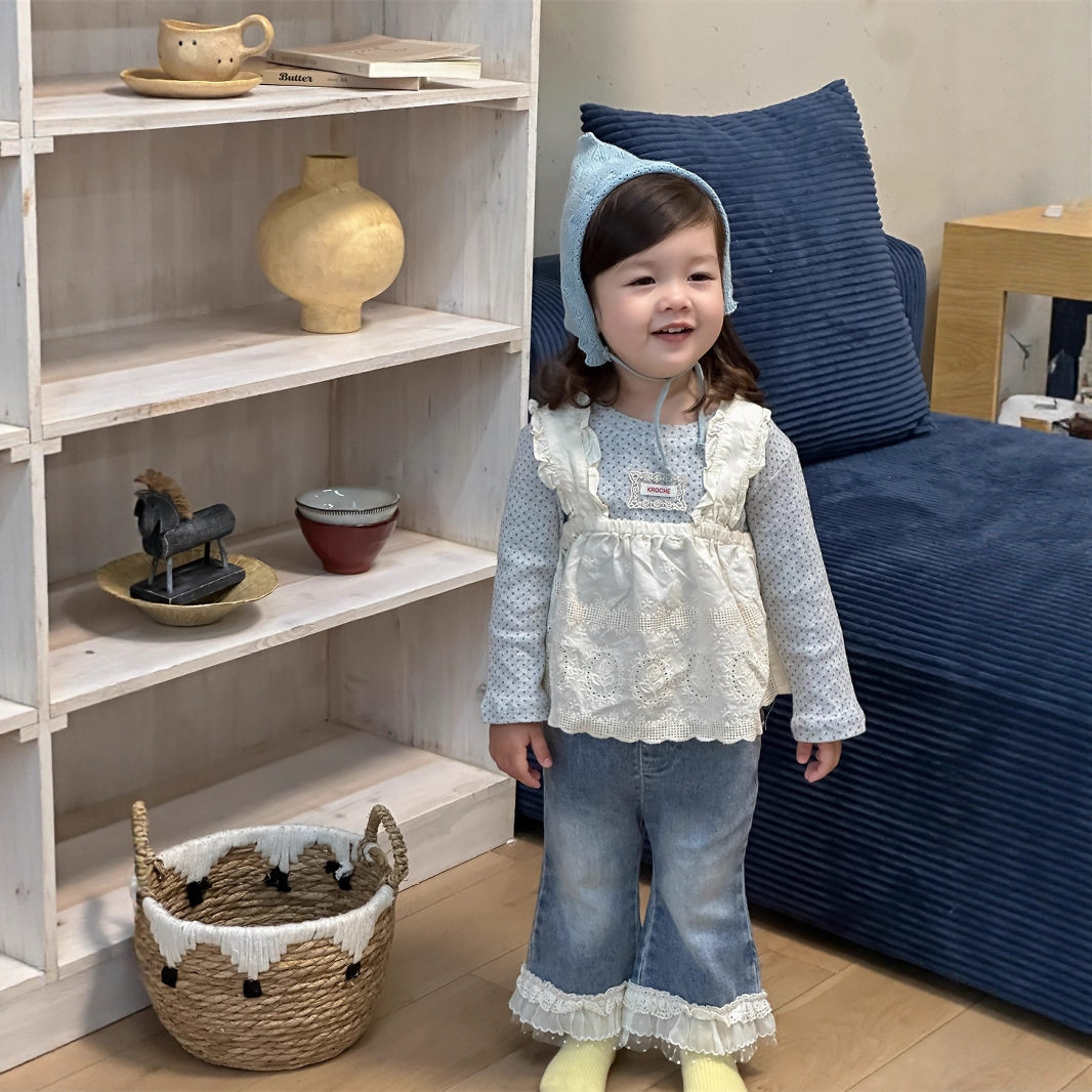 女童春装2026新款韩版童装儿童牛仔套装春季衣服宝宝背带裙两件套