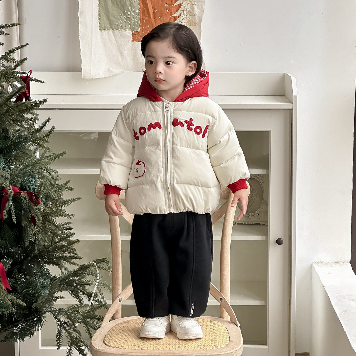 三折专区冬季婴幼儿夹棉加厚连帽棉服套装宝宝拼接保暖棉衣三件套