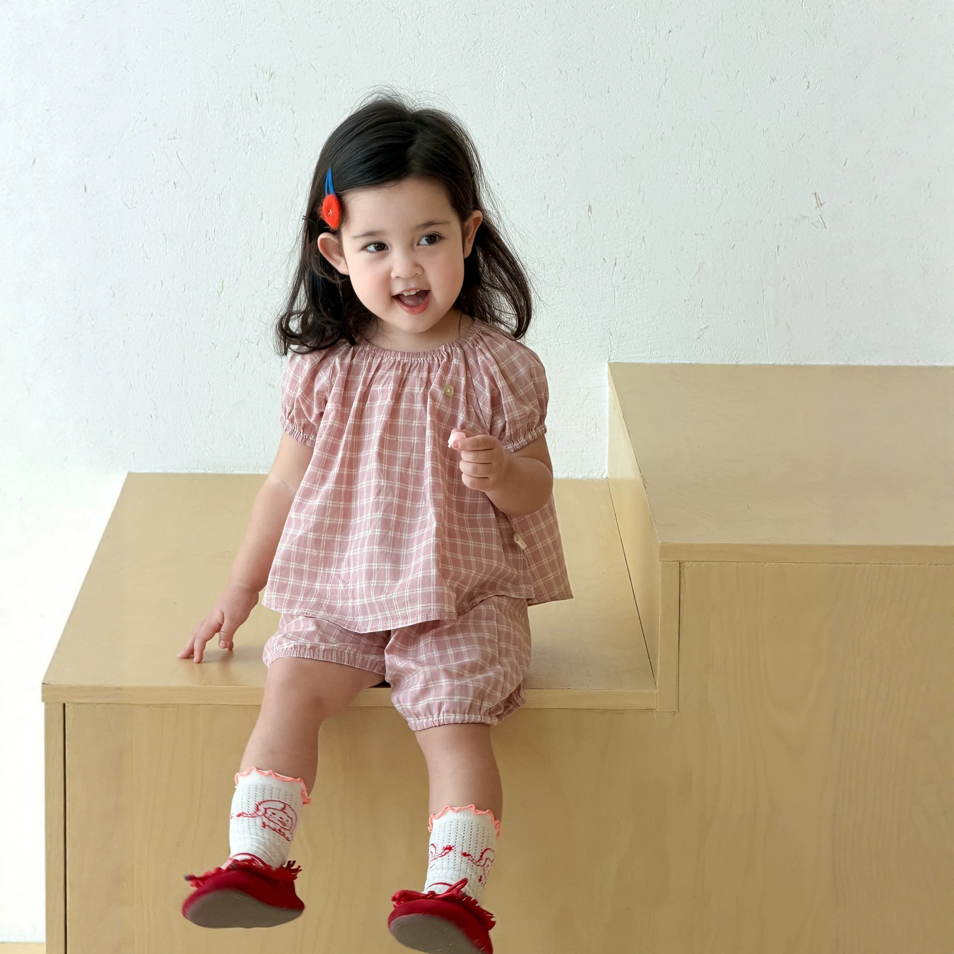 女童格子短袖套装夏季薄款宝宝衣服夏款2026新品韩版童装儿童夏装