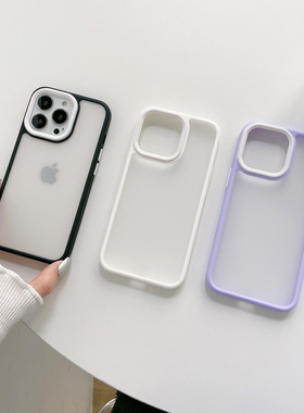16新款iphone14手机15保护套白色12磨砂透明适用苹果13promax手机壳新款简约mini纯色硅胶12PM紫11男女plus