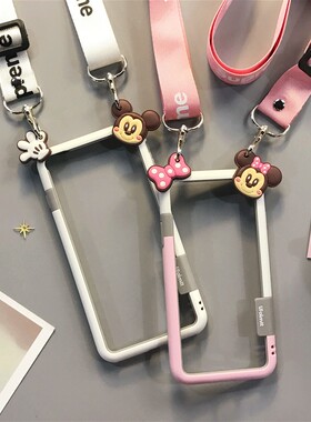 17pm卡通15保护套13promax适用苹果16手机壳边框斜挎iPhone8plus可以背的pro米妮7p女Xsmax日系个性创意14