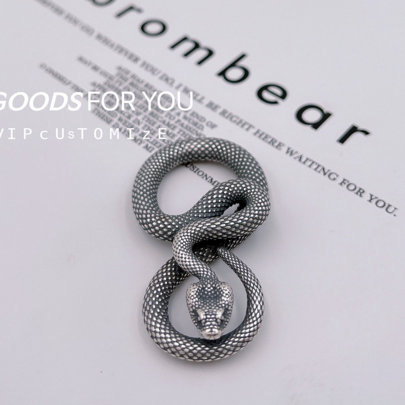 925银饰品泰银复古创意盘蛇多用途挂件皮带扣钥匙扣吊坠茶宠摆件