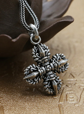 纯银复古项链挂坠金刚杵新品特价