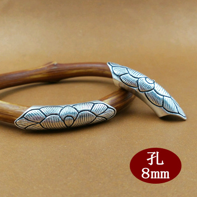 925纯银配件莲花荷叶鸡血藤手镯