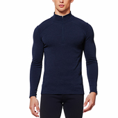 新西兰HalfZip美丽诺羊毛男士 T恤户外排汗上衣 保暖内衣半拉链长袖