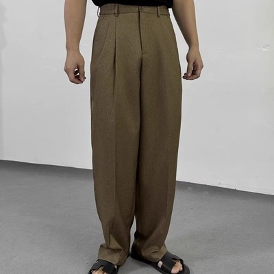 0926studio 2025春夏新款复古垂感宽松休闲西裤小众解构剪裁长裤