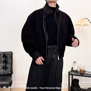 0926studio高智感绵羊毛双面尼夹克 Vujade高级质感短宽ROW风外套