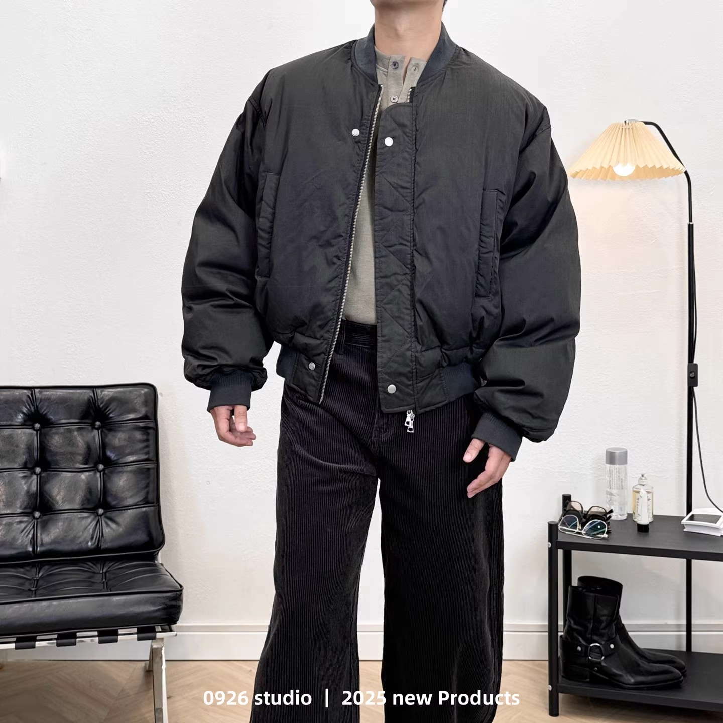 0926studio【特】水洗做旧VUJADE风90鸭绒加厚飞行员短夹克羽绒服