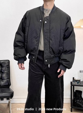 0926studio【特】水洗做旧VUJADE风90鸭绒加厚飞行员短夹克羽绒服