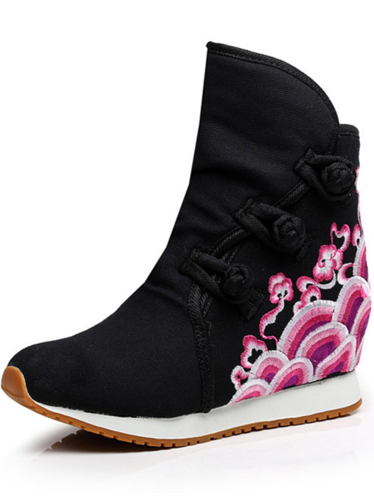 OLD BEIJING WOMENS CLOTH SHOES CASUAL EMBROIDERY BOOTS SHORT BOOTS ETHNIC STYLE WOMENS BOOTS INNER HEIGHTENED CLOTH BOOTS SINGLE BOOTS SEA WAVES COTTON SHOES