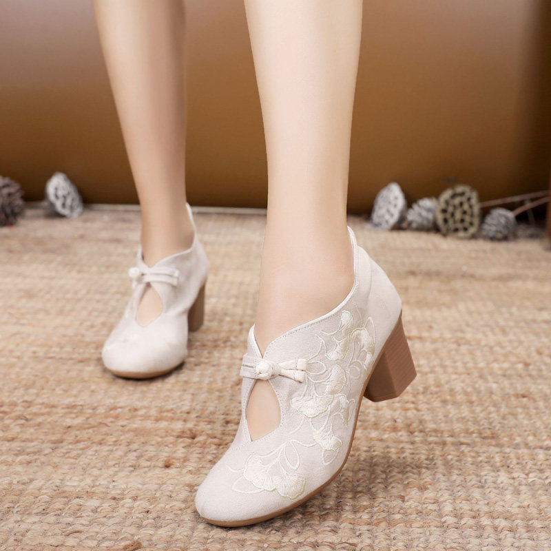 老北京绣花单靴春秋汉服鞋子马蹄跟牛筋底茶服老北京布鞋中跟女鞋,女鞋,汉服鞋,淘宝优惠券,粉丝福利购,淘宝优惠卷