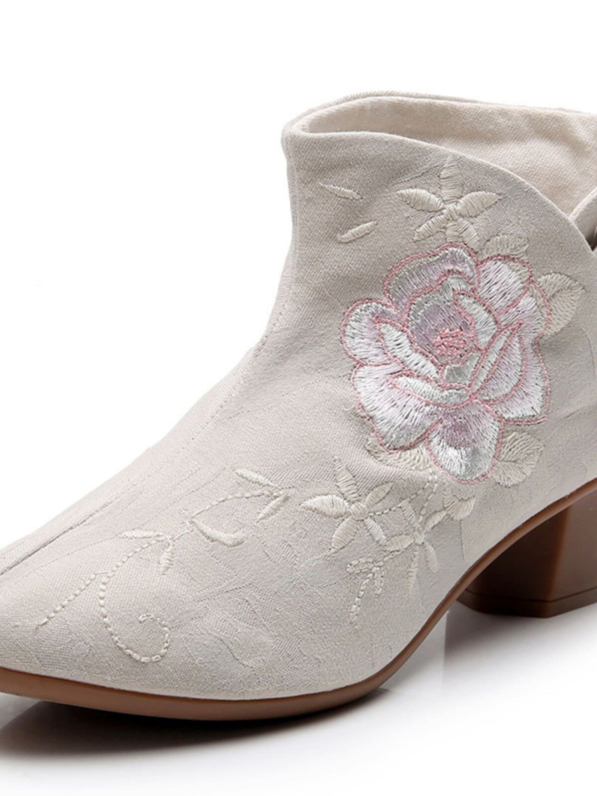 ZEN BOOTS CHEONGSAM MID-HEEL BOOTS WOMENS OLD BEIJING CLOTH SHOES ETHNIC STYLE HANFU RETRO EMBROIDERED HIGH-HEELED ZEN SHOES