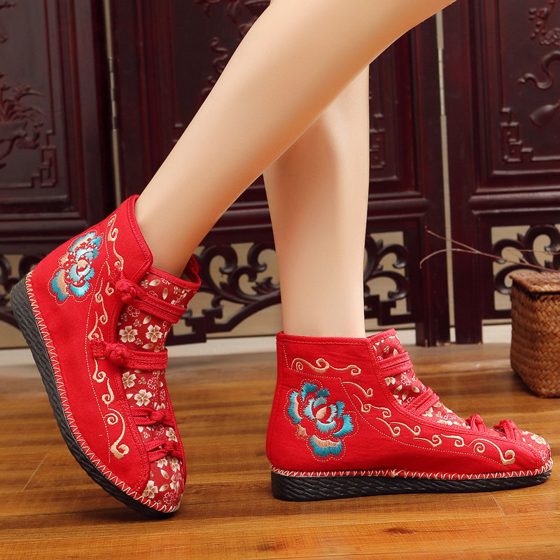 WOMENS BOOTS 2024 AUTUMN OLD BEIJING FLAT SHOES HANDMADE TWINE EMBROIDERY BOOTS SHOES NATIONAL STYLE WOMENS SINGLE CLOTH BOOTS SHORT TUBE